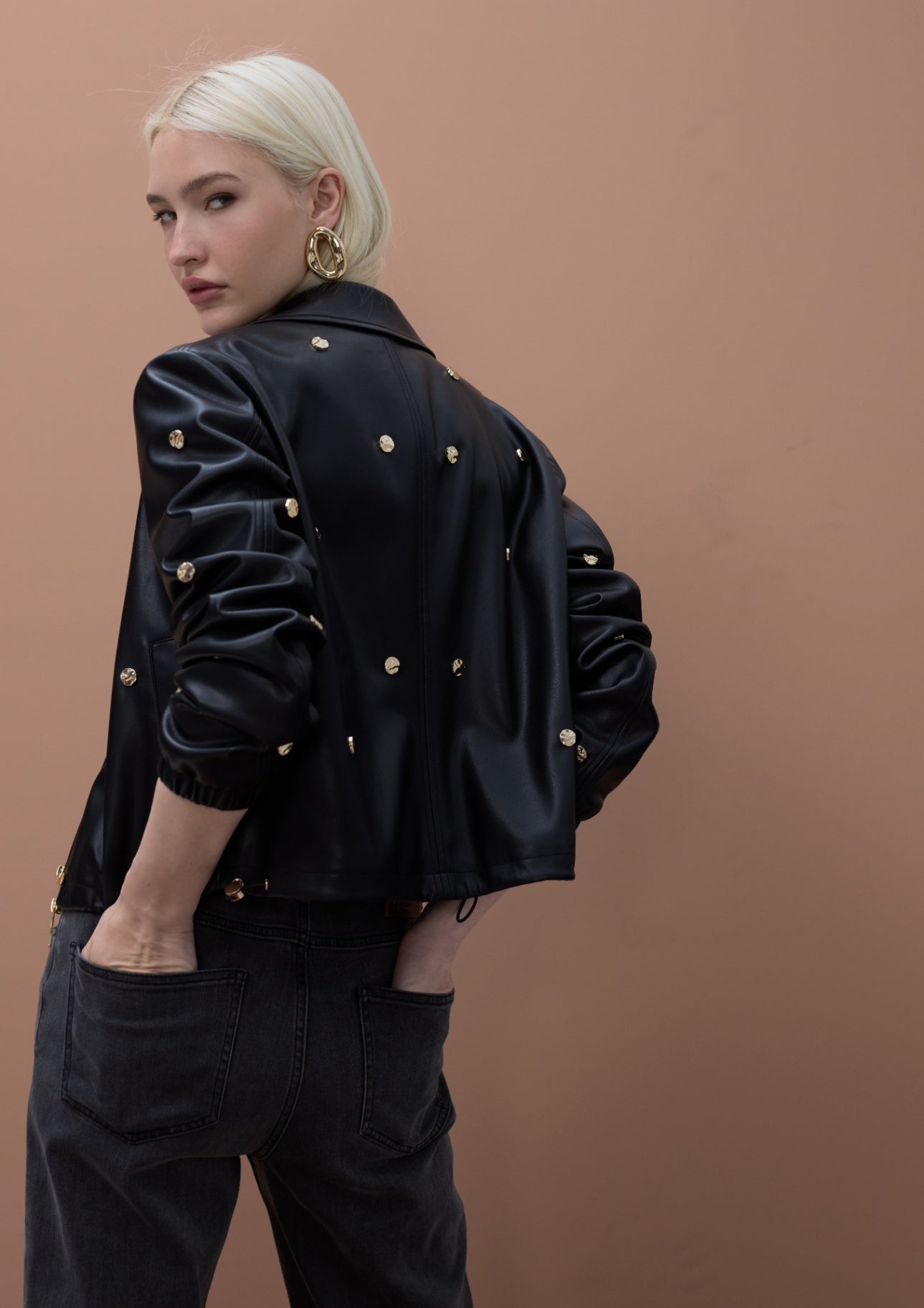 Lola Casademunt Studded Faux Leather Jacket