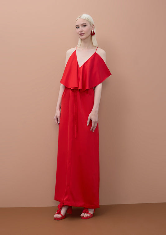Lola Casademunt V-Ausschnitt-Kleid mit Rüschen - Rot