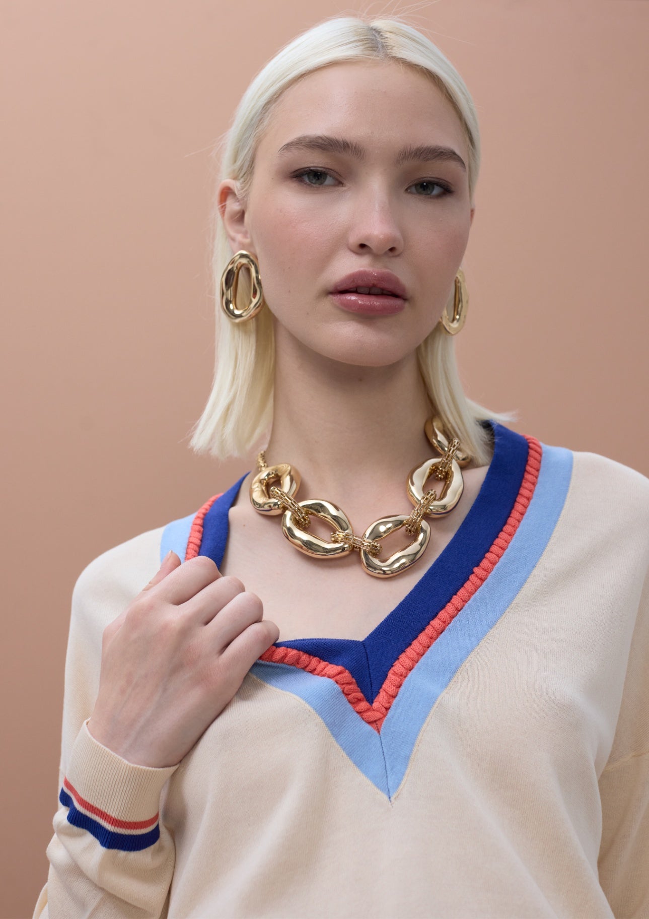 Lola Casademunt Contrast V-Neck Sweater