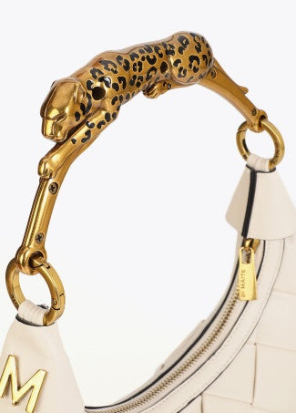Lola Casademunt Braided Half Moon Bag Leopard Handle