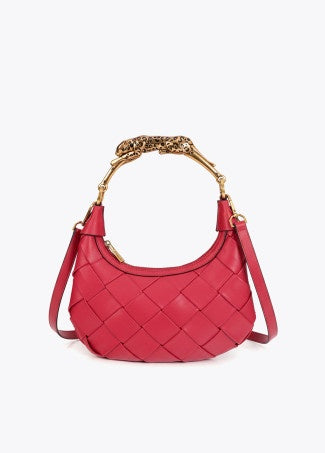 Lola Casademunt Braided Half Moon Bag Leopard Handle