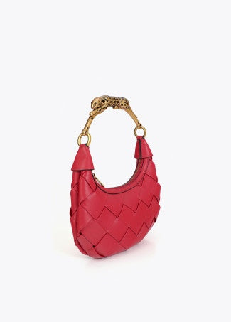 Lola Casademunt Braided Half Moon Bag Leopard Handle