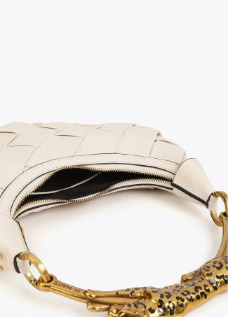 Lola Casademunt Braided Half Moon Bag Leopard Handle