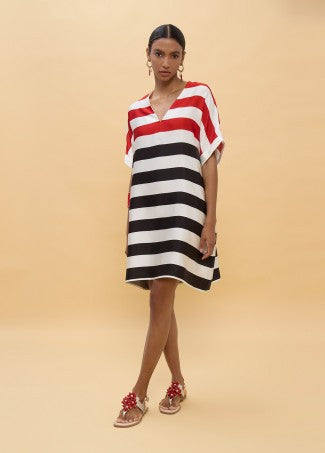 Lola Casademunt Short Tricolor Striped Dress