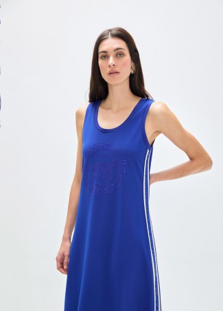 Lola Casademunt Kleid mit Applikationen und Seitenbändern - Elektrischblau