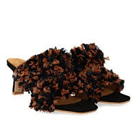 Angulus Absatzsandale Raffia holzbraun/schwarz