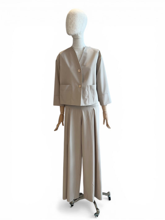 Anna Seravalli Bundfaltenhose mit Tunnelzug beige