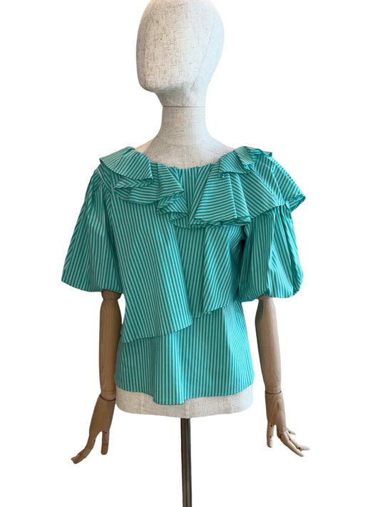 Zanetti ZC8096 Bluse Dunkel Aqua-Grün
