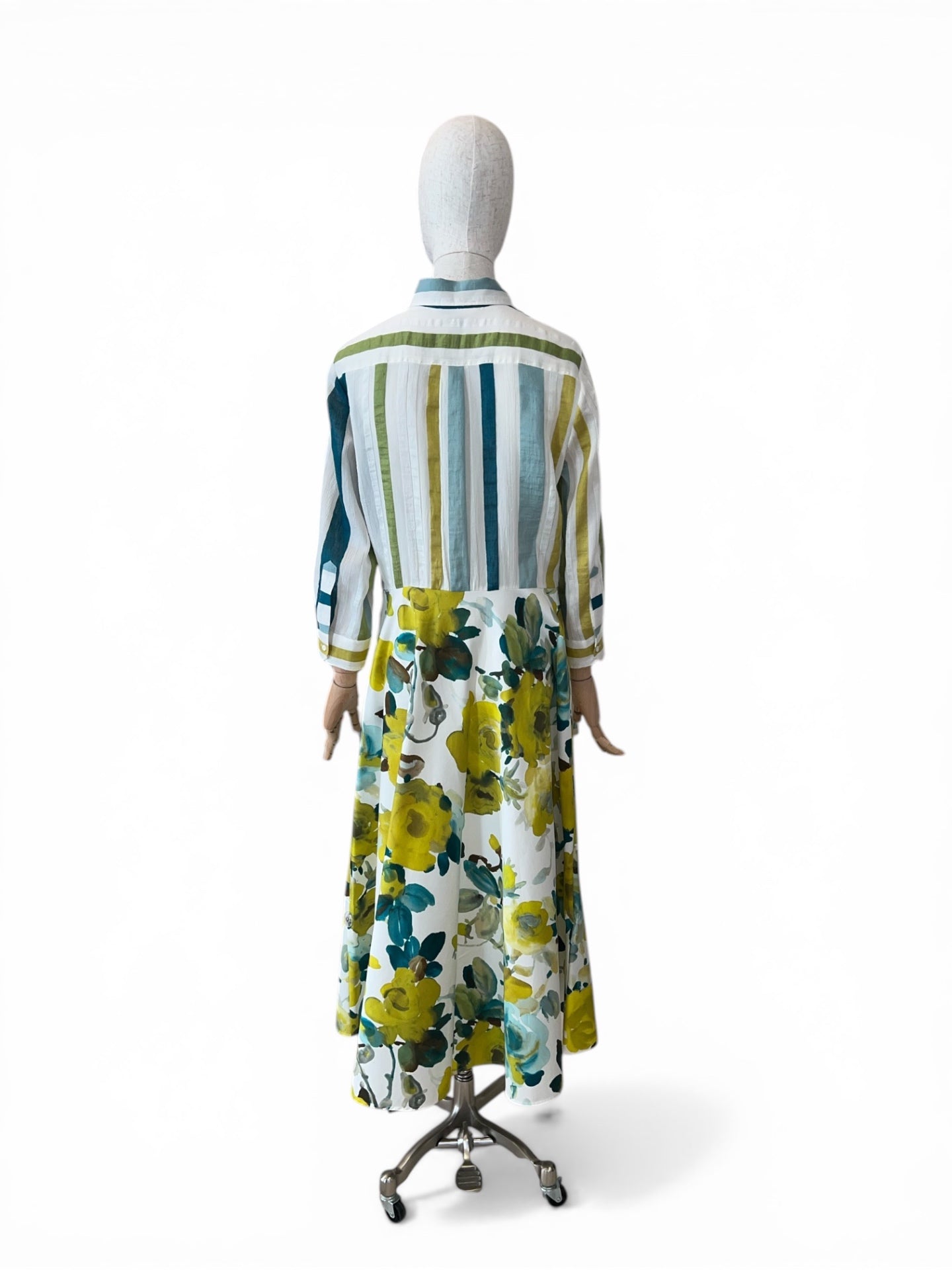 Sara Roka Blusenkleid NYDIA Lime Roses/Stripes