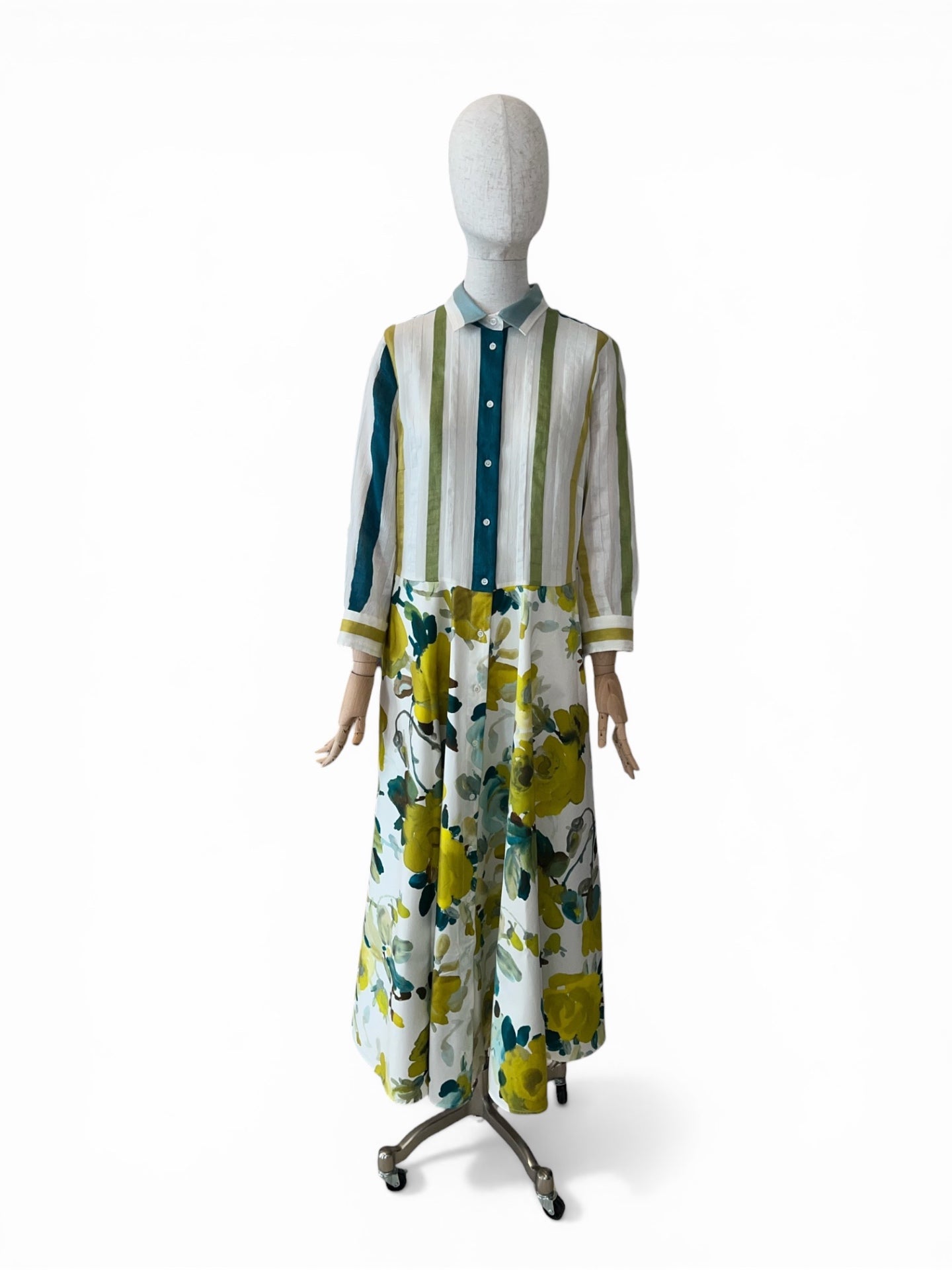 Sara Roka Blusenkleid NYDIA Lime Roses/Stripes