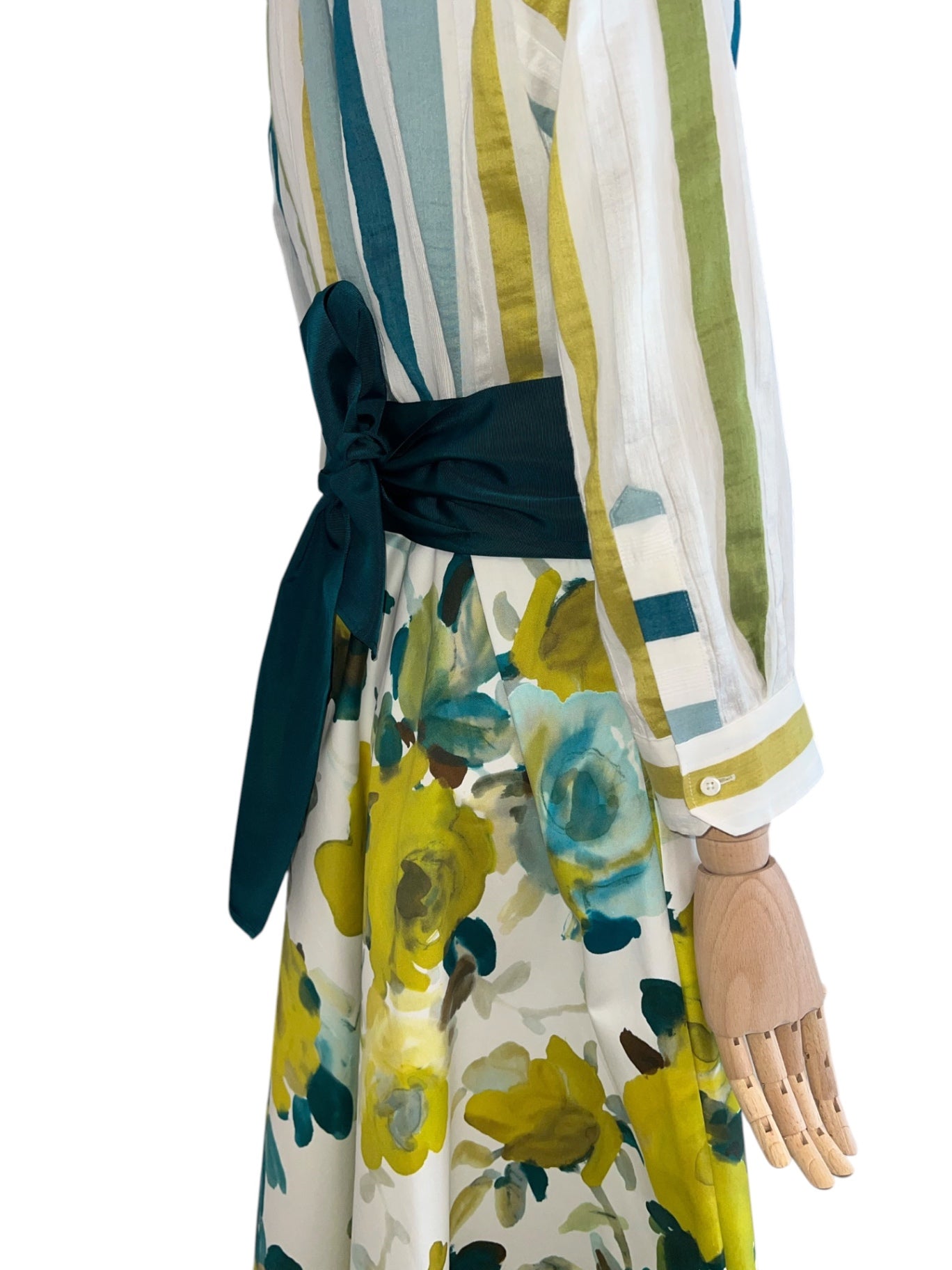 Sara Roka Blusenkleid NYDIA Lime Roses/Stripes