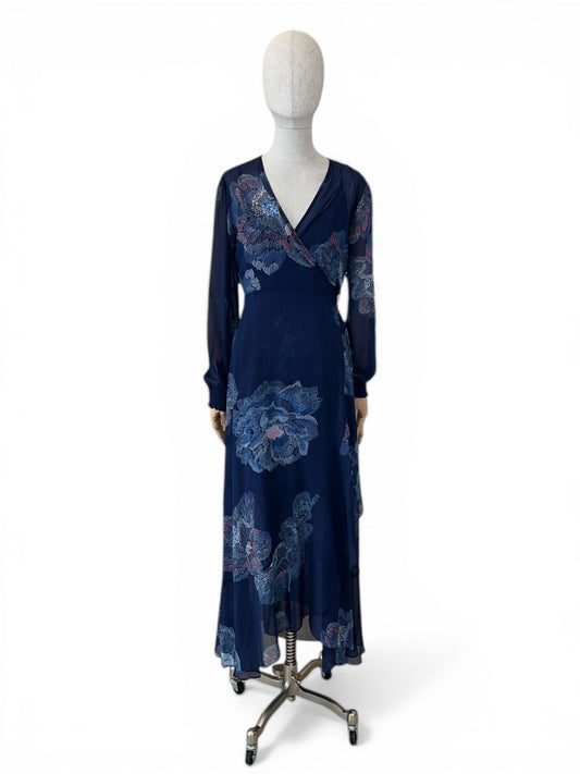 Charlotte Sparre Wickelkleid mit Unterkleid blau/hellblau