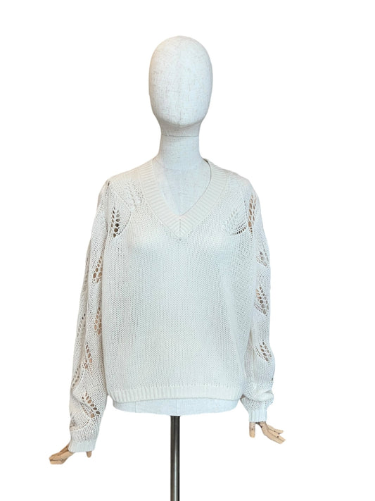 Charlotte Sparre Cashmere-Pullover in Weiss mit Lochstrickdetails
