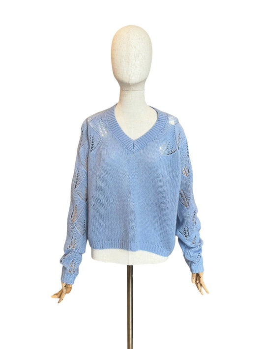 Charlotte Sparre Cashmere-Pullover in Hellblau mit Lochstrickdetails