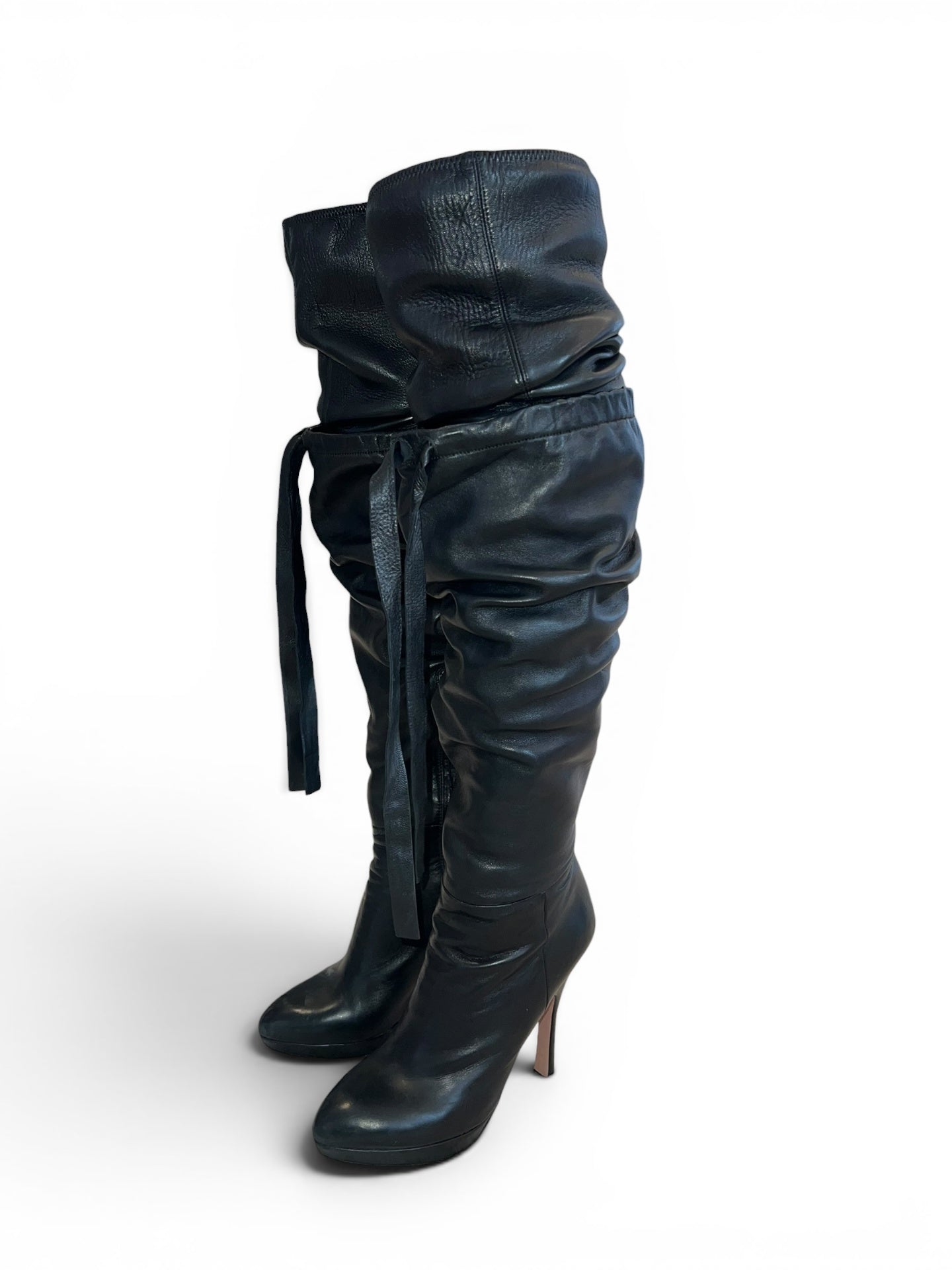 Pre-Loved Prada Overknee-Boots schwarz