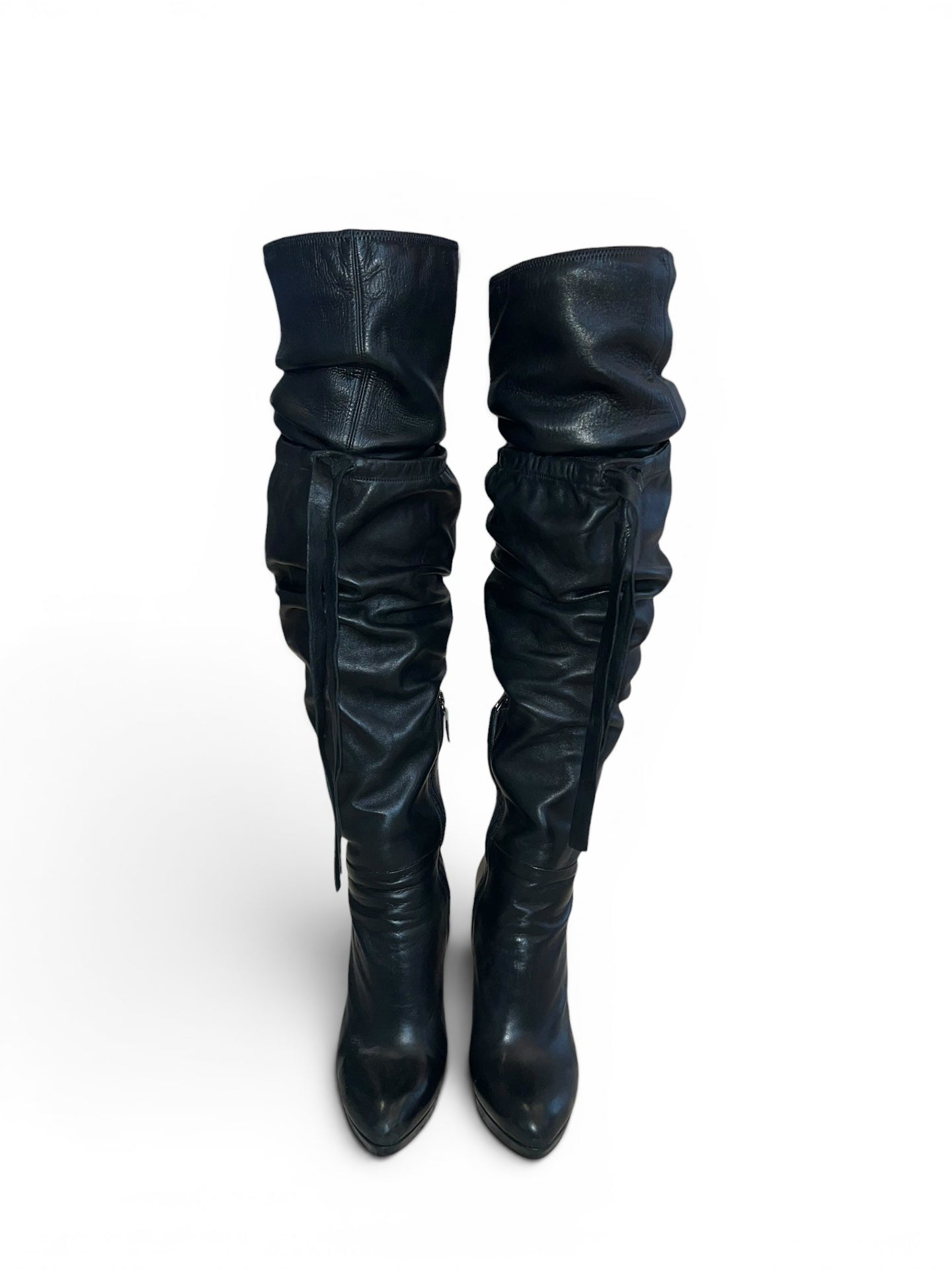 Pre-Loved Prada Overknee-Boots schwarz