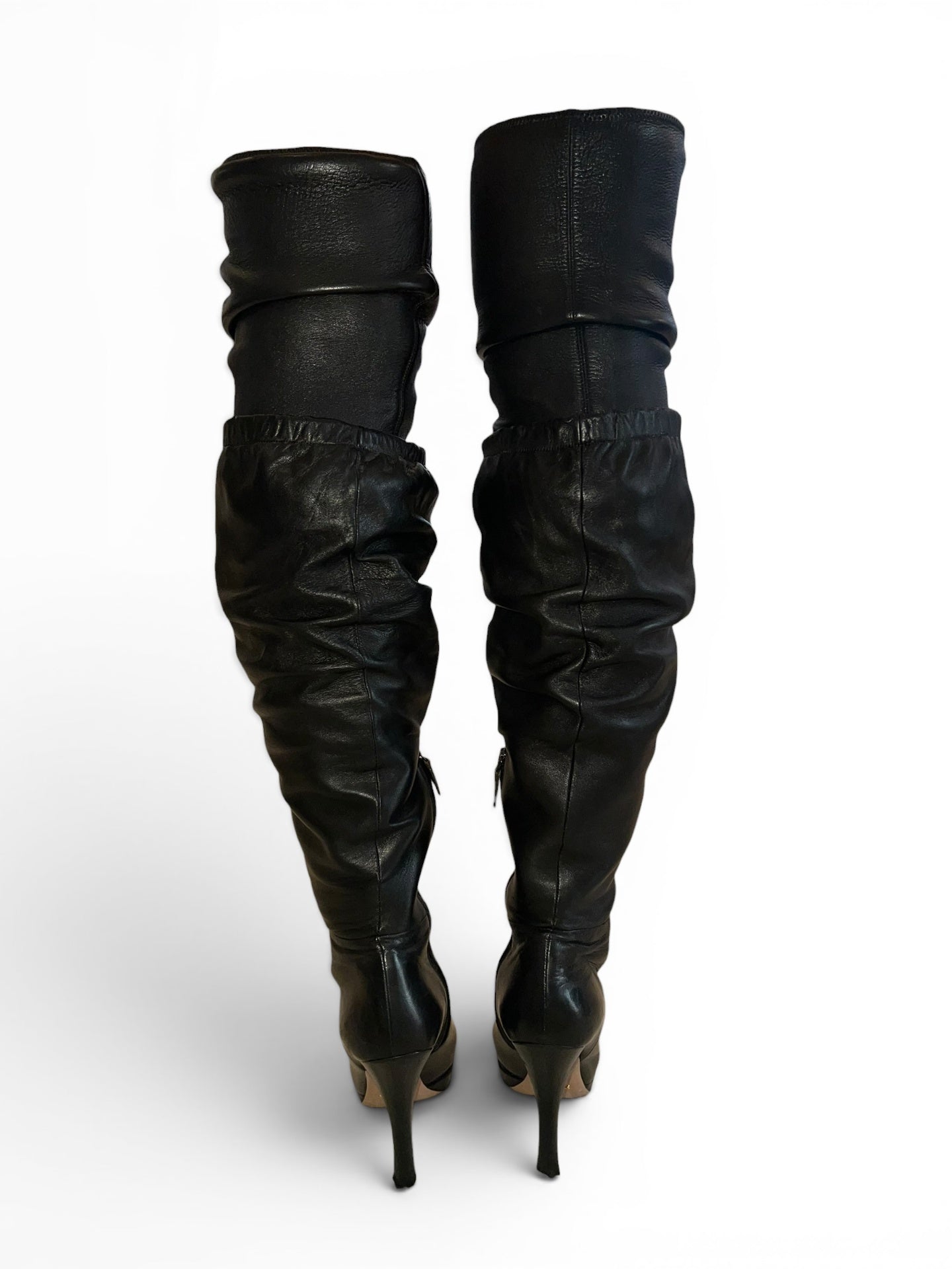 Pre-Loved Prada Overknee-Boots schwarz