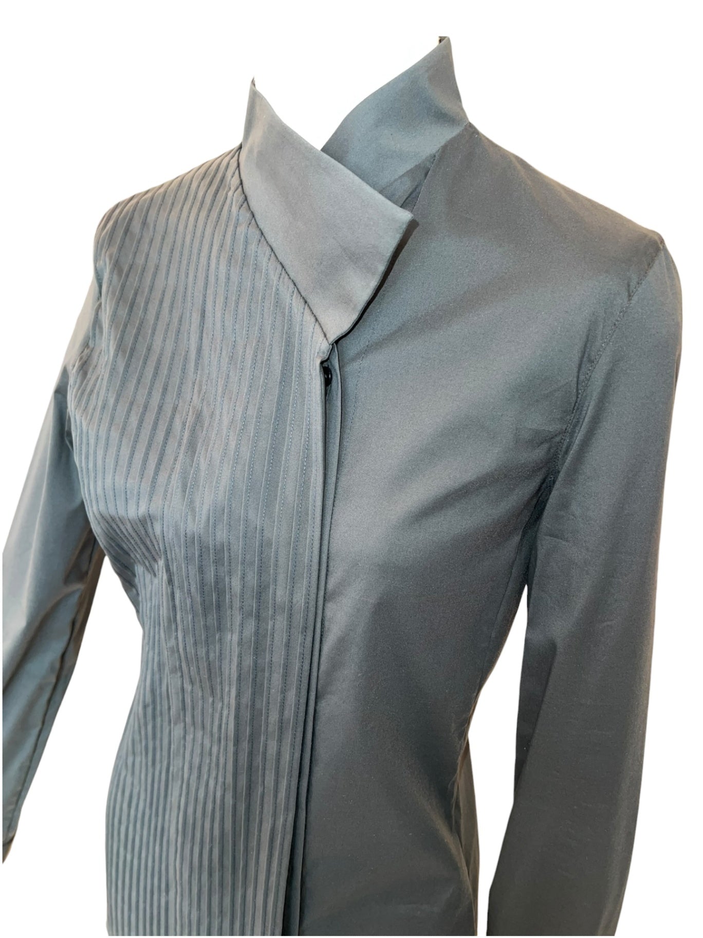 Pre-Loved Akris asymmetrische Plissee-Bluse Petrol