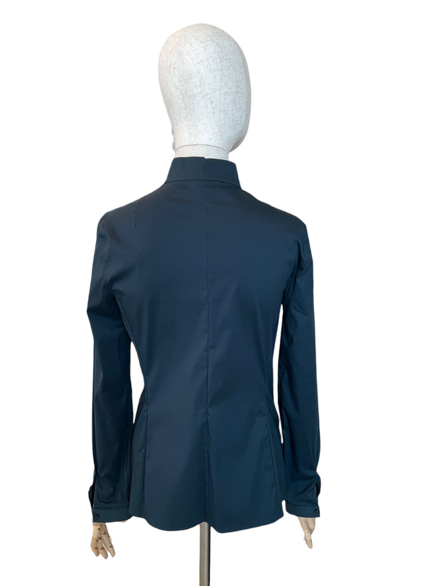 Pre-Loved Akris asymmetrische Plissee-Bluse Petrol
