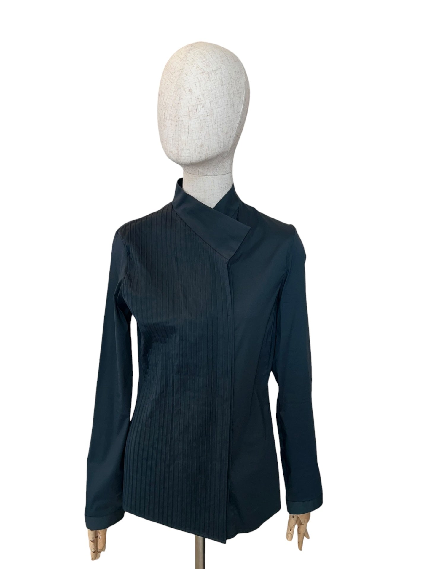 Pre-Loved Akris asymmetrische Plissee-Bluse Petrol