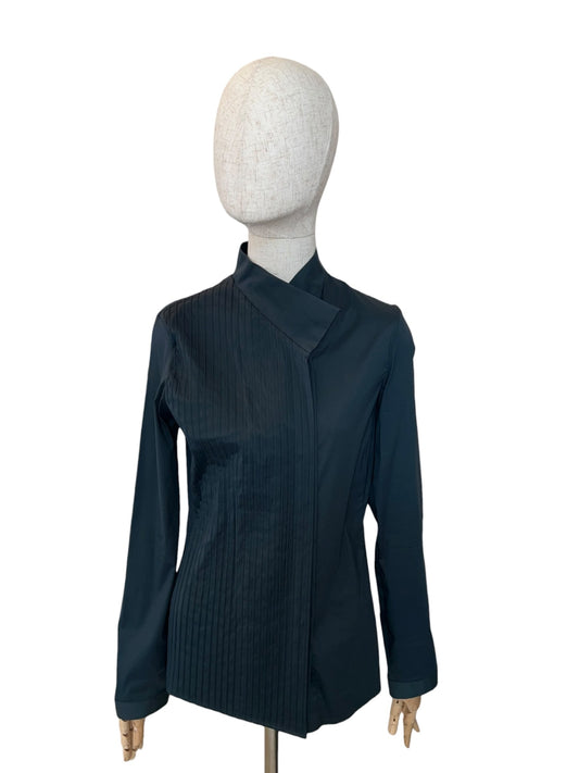 Pre-Loved Akris asymmetrische Plissee-Bluse Petrol