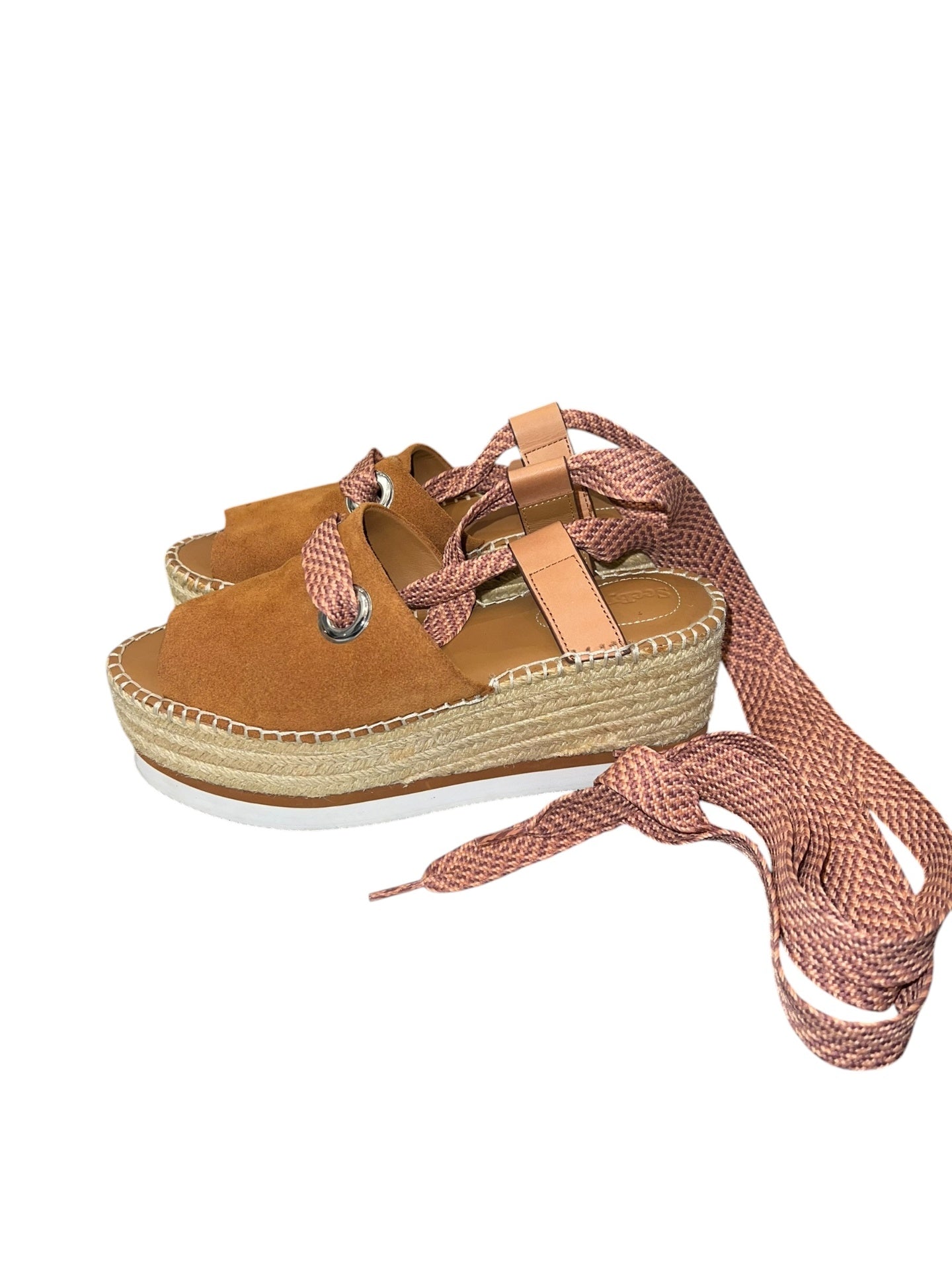Pre-Loved See by Chloe Glyn Wrap Wedge Espadrilles 