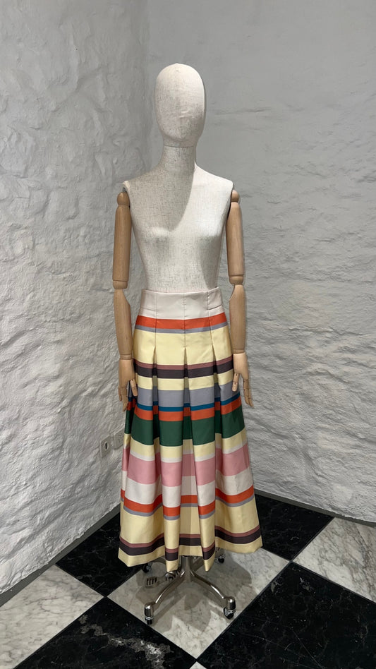 Pre-Loved AKRIS Punto PLEATED STRIPED SKIRT