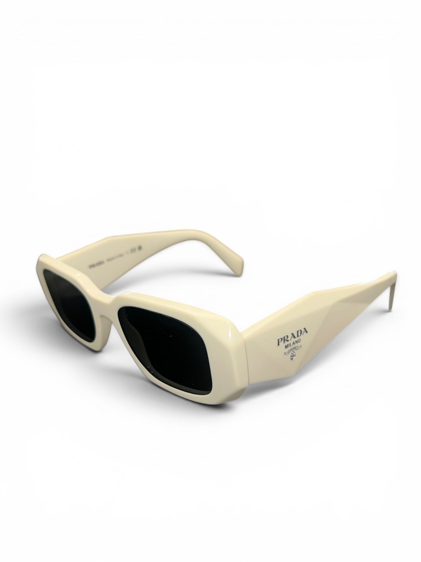 Pre-Loved Prada SYMBOLE Sonnenbrille in Talc White