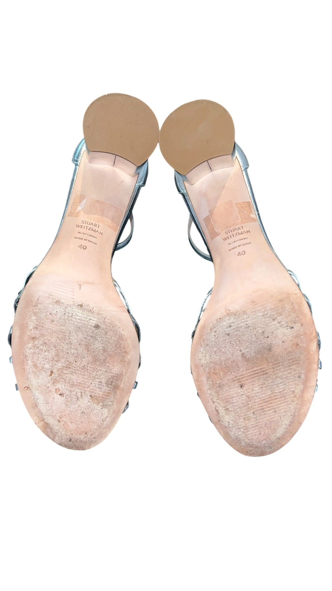 Pre-Loved Stuart Weitzman Metallic-Sandalen in Silber