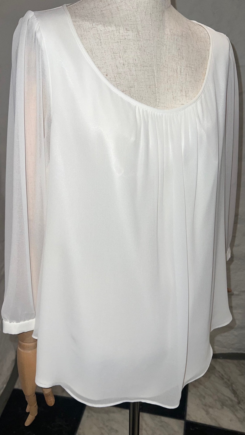 Pre-Loved Barbara Schwarzer Chiffonbluse Weiss