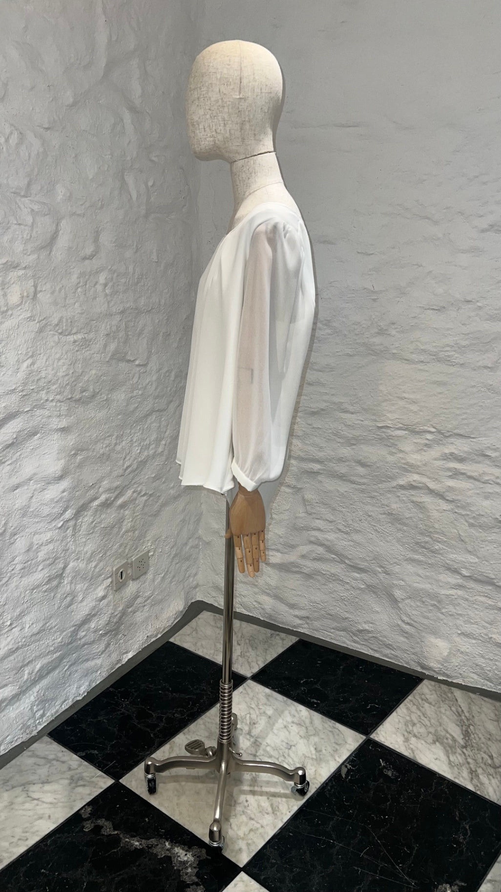 Pre-Loved Barbara Schwarzer Chiffonbluse Weiss