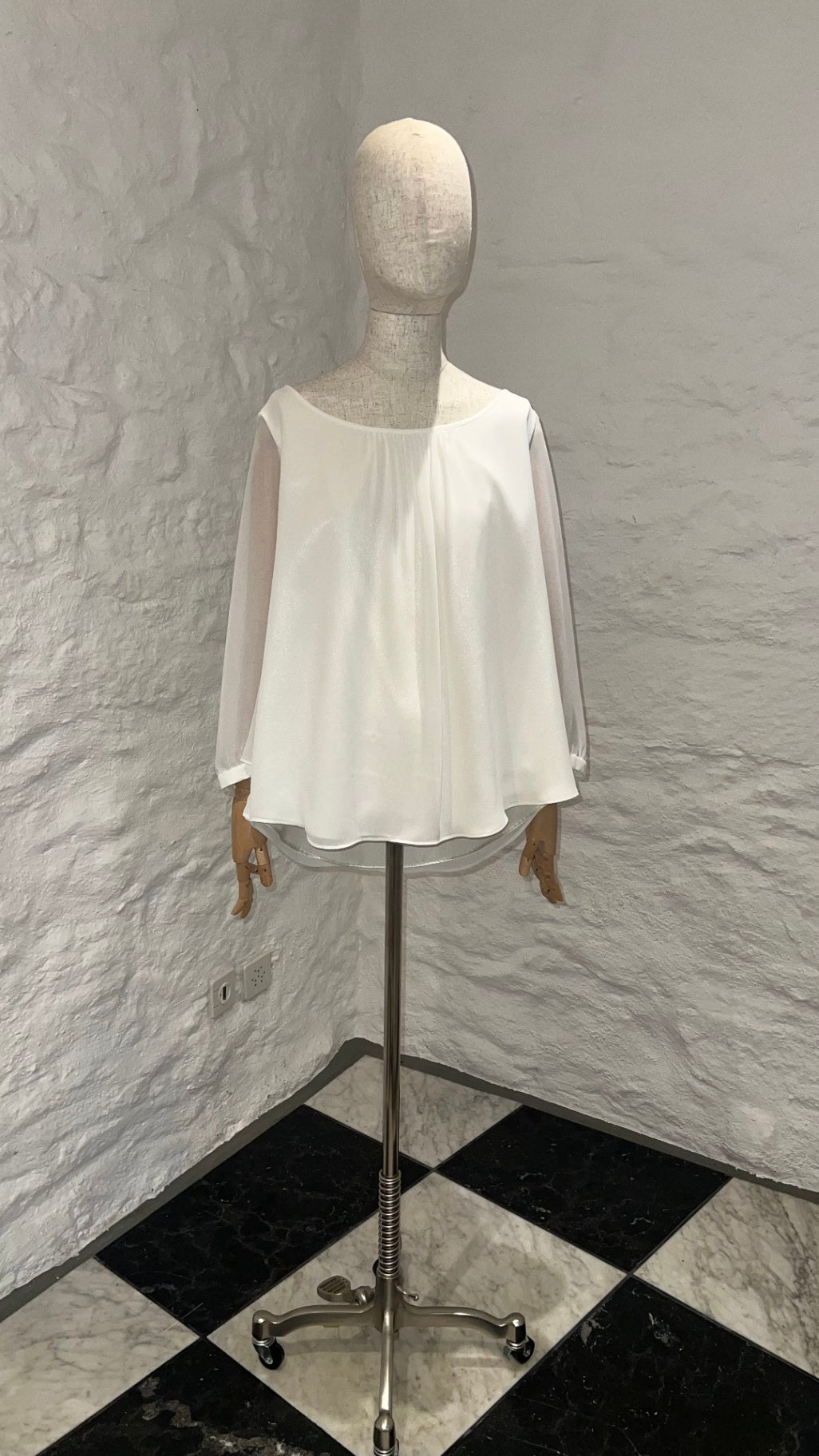 Pre-Loved Barbara Schwarzer Chiffonbluse Weiss