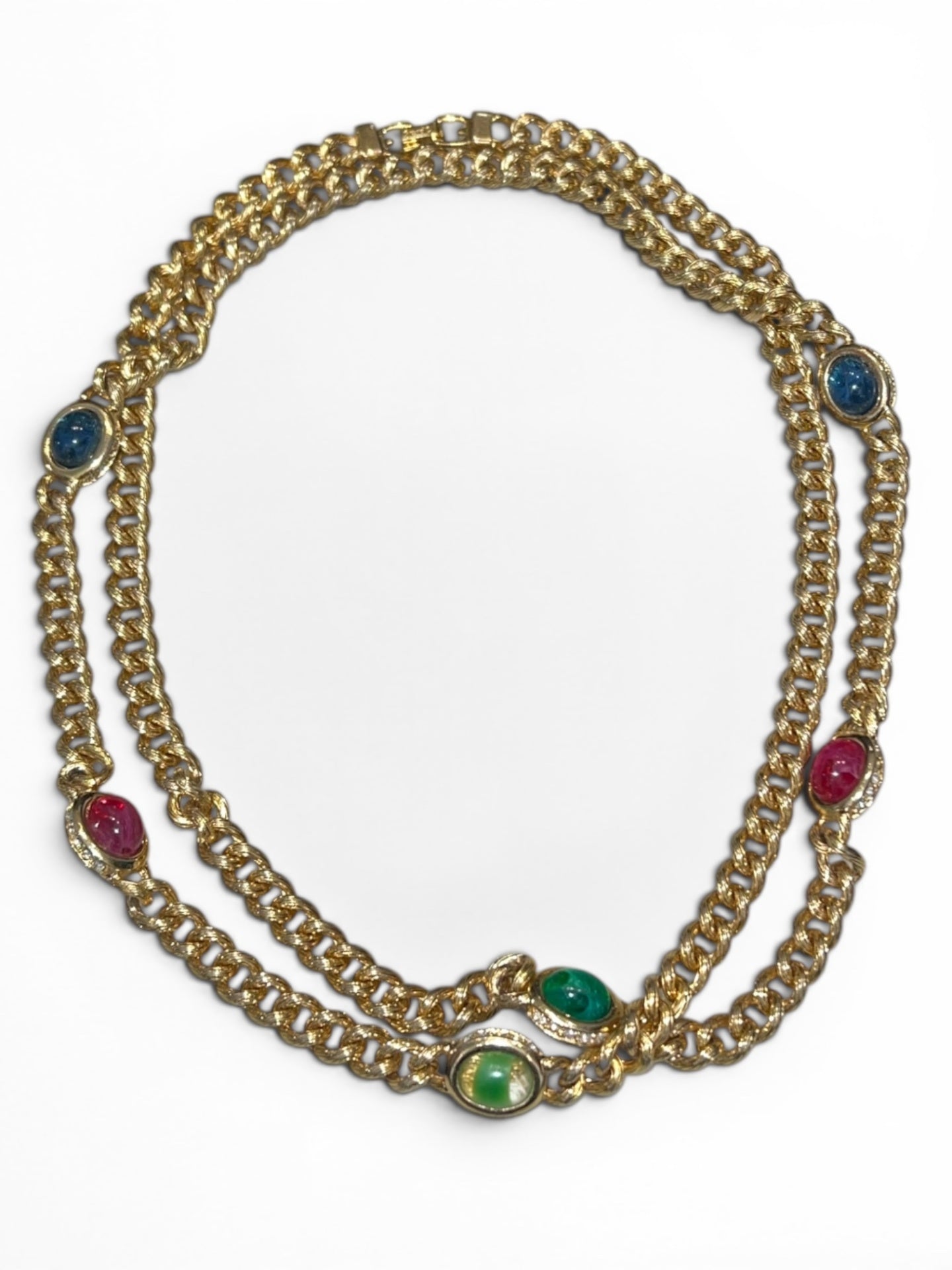 Pre-Loved Grosse Vintage Cabochon-Kette Gold