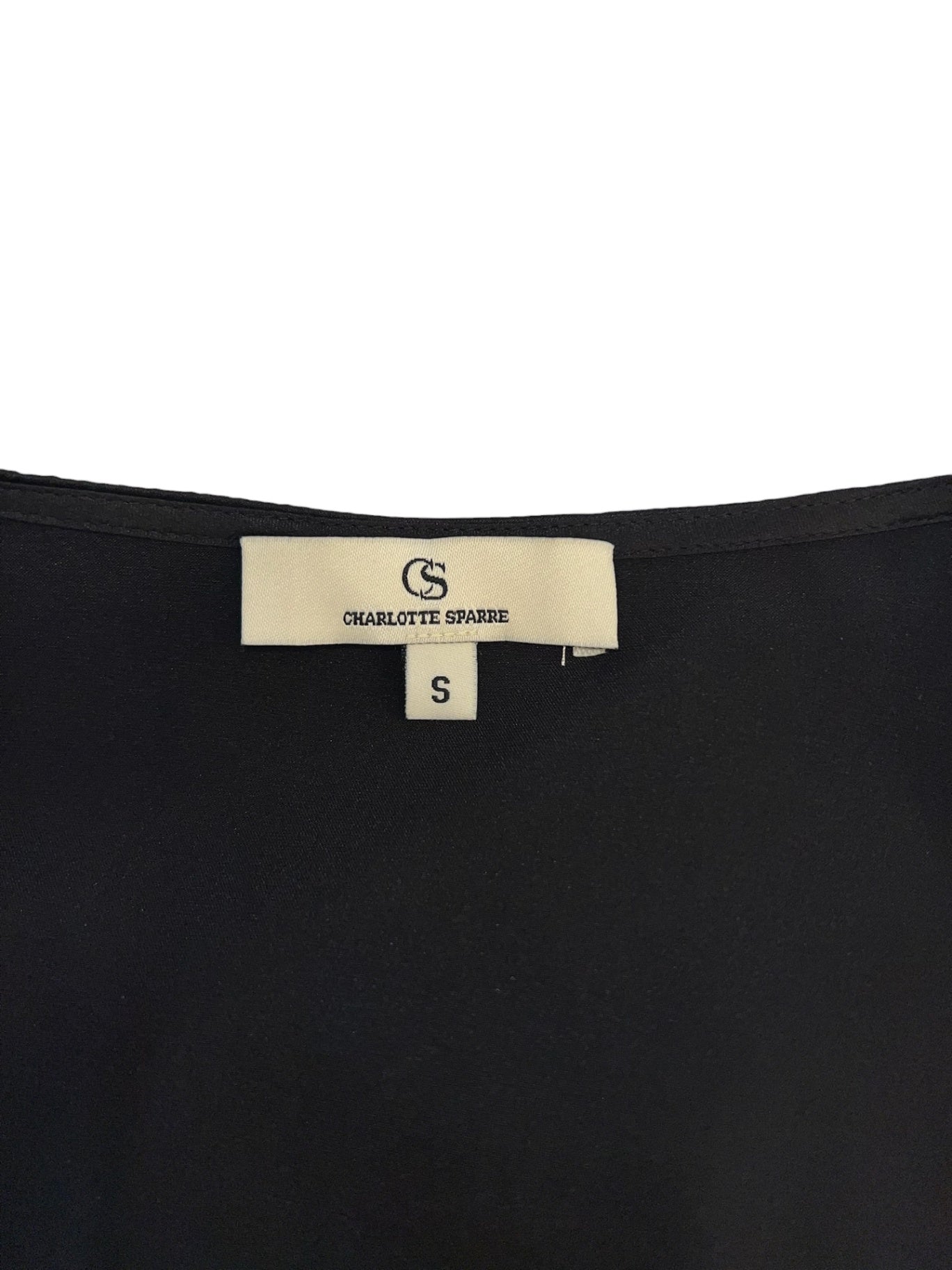 Pre-Loved Charlotte Sparre Satin-Wickelbluse, schwarz