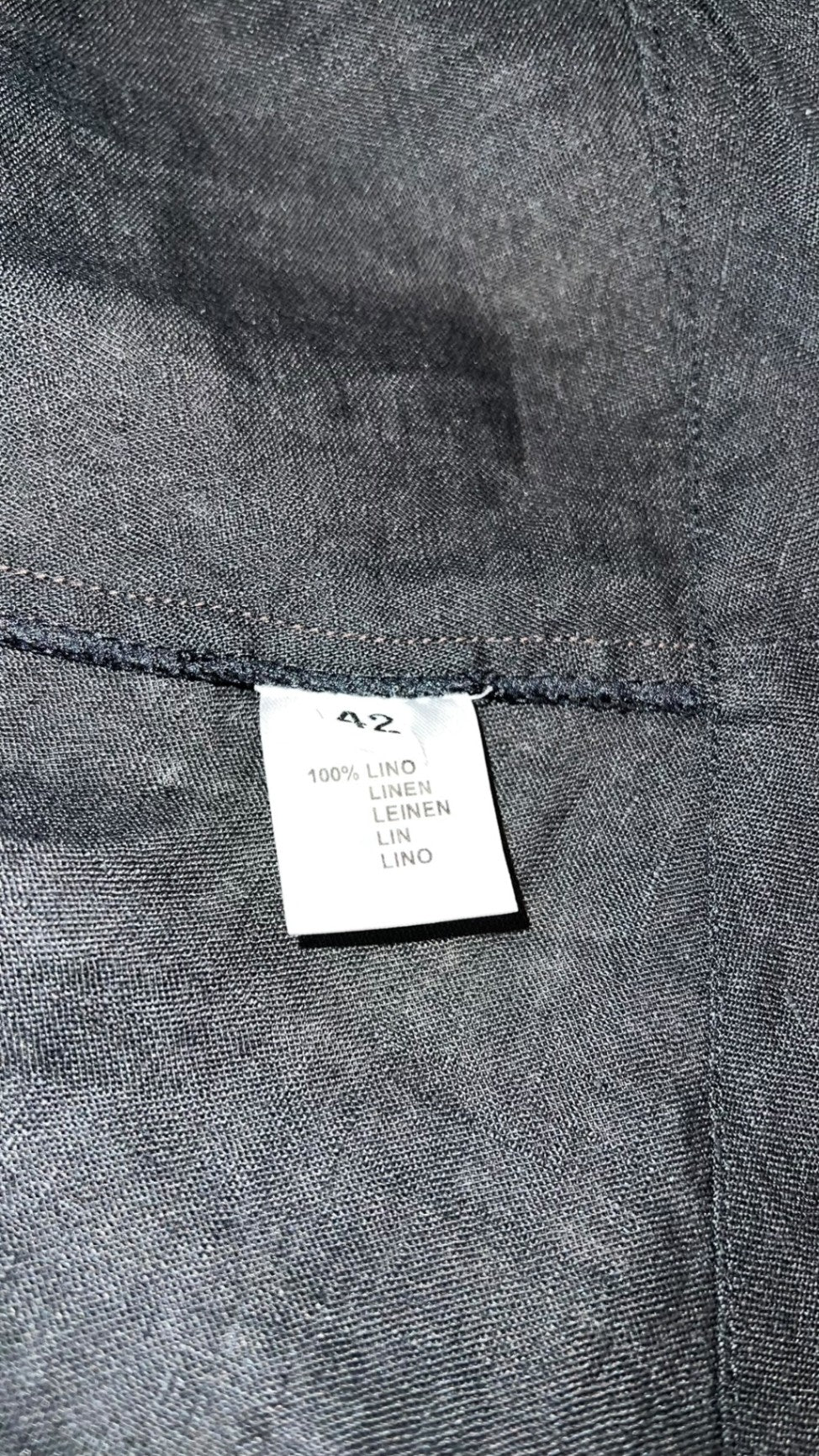Pre-Loved Hubert Gasser Leinenkleid, ecru/schwarz