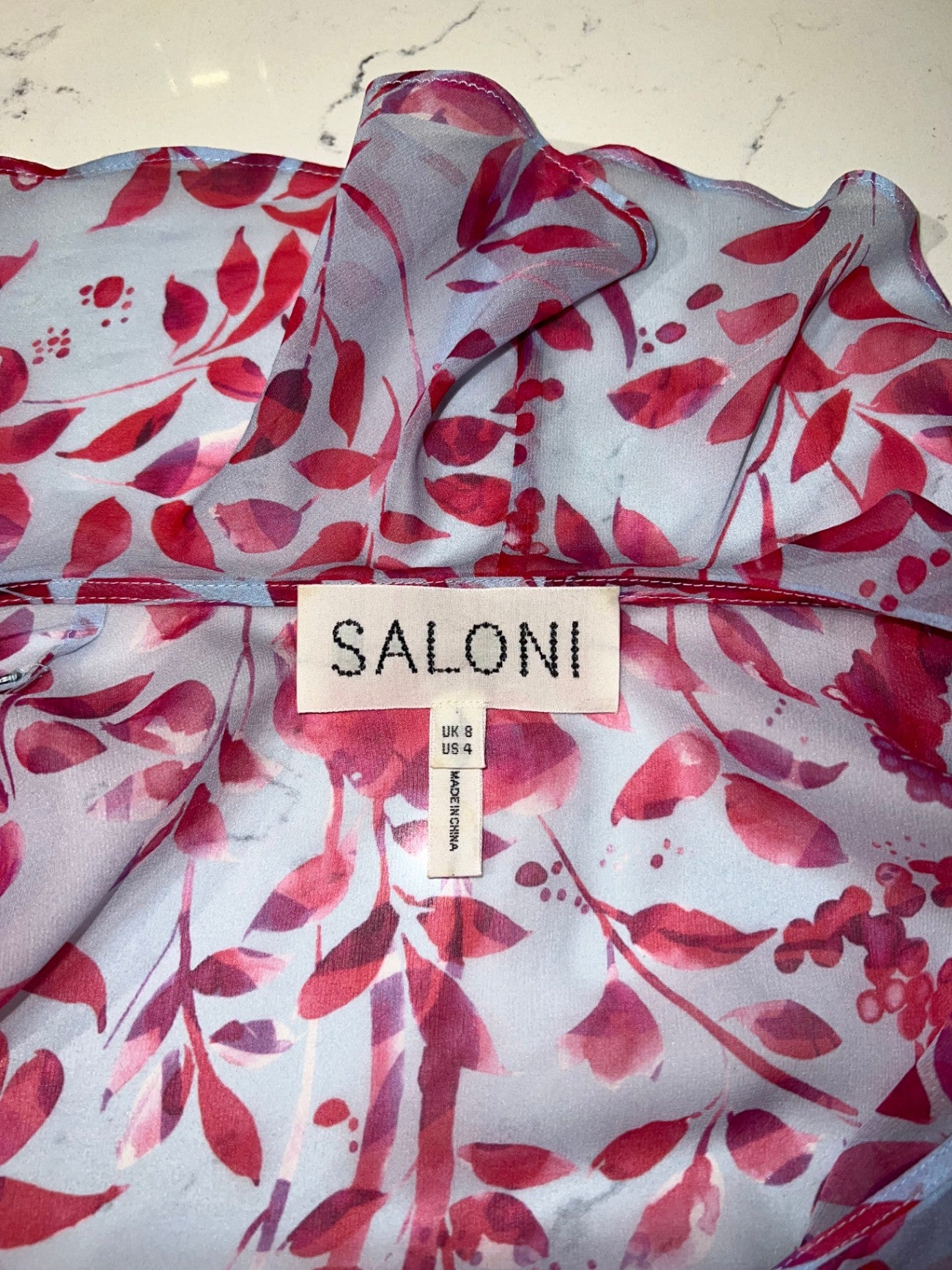 Pre-Loved Saloni Seidenkleid mit Floralprint