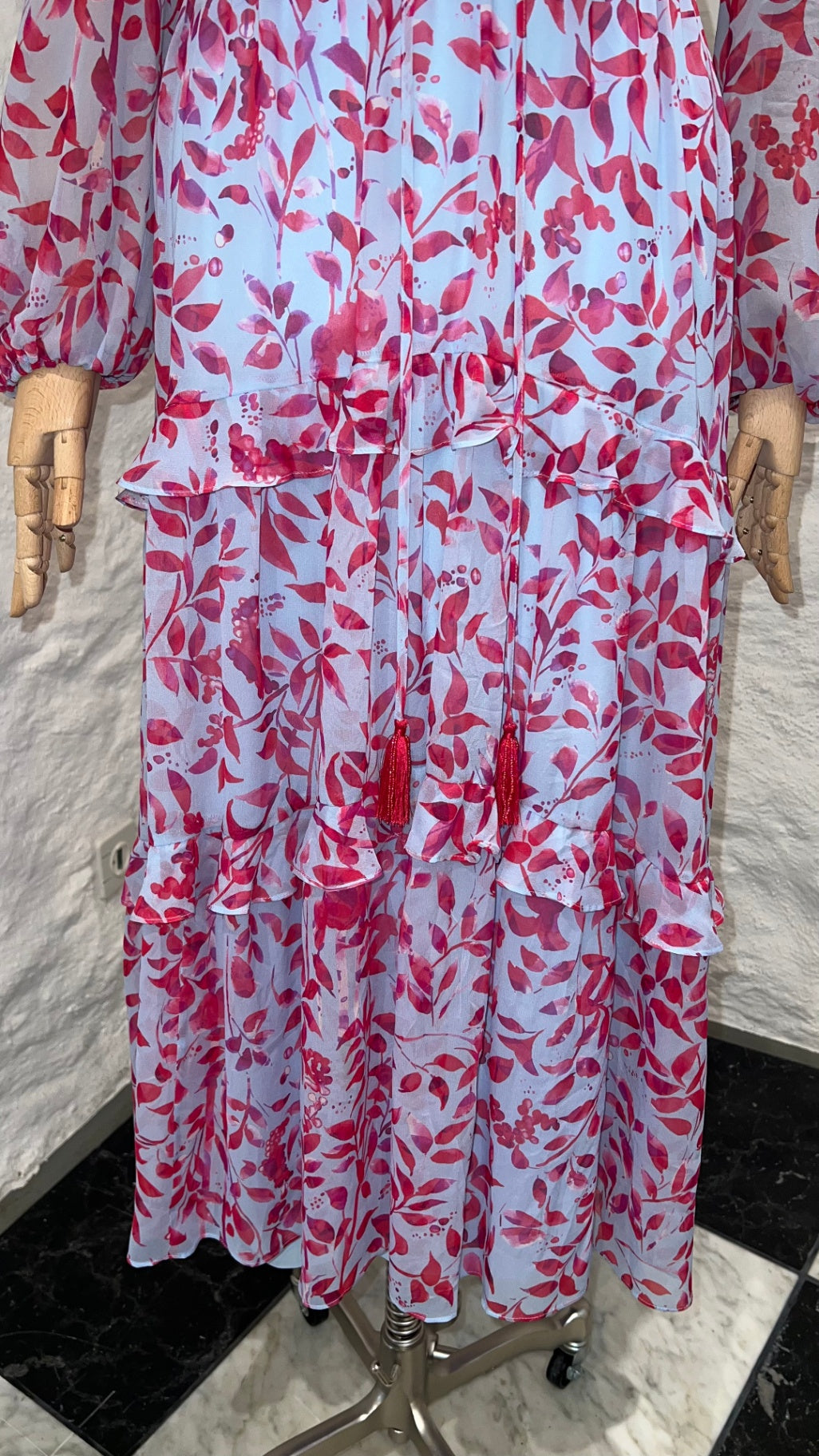 Pre-Loved Saloni Seidenkleid mit Floralprint