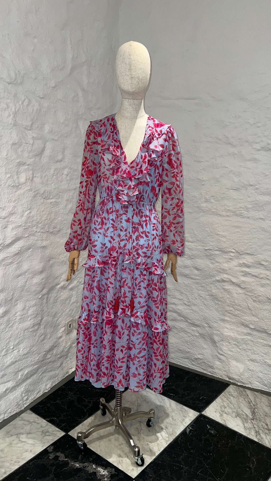 Pre-Loved Saloni Seidenkleid mit Floralprint