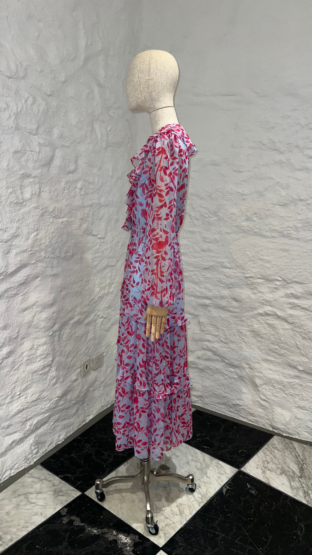 Pre-Loved Saloni Seidenkleid mit Floralprint