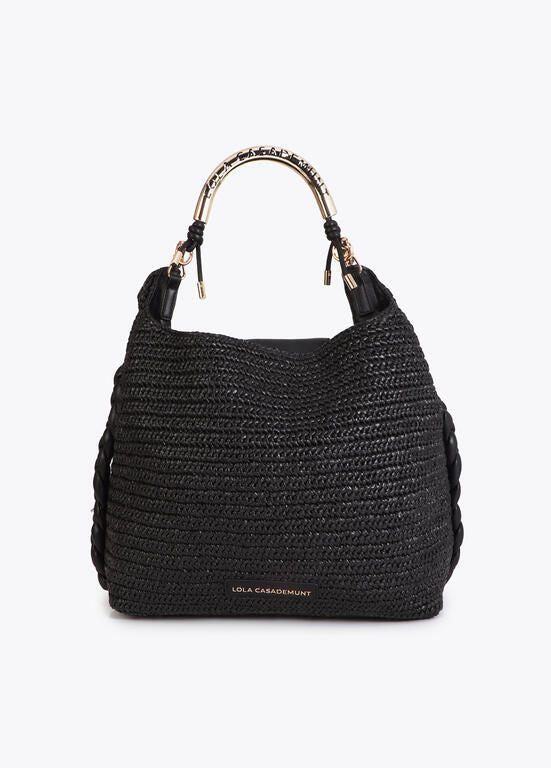 Lola Casademunt Shopper mit Rattan-Effekt und Logo-Griff