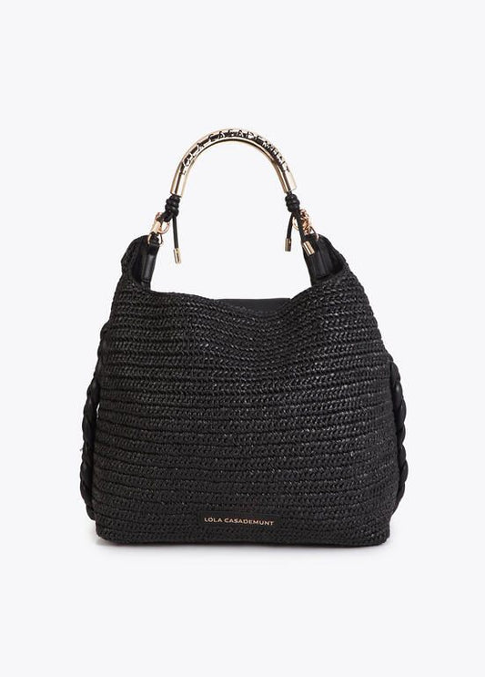 Lola Casademunt Shopper mit Rattan-Effekt und Logo-Griff
