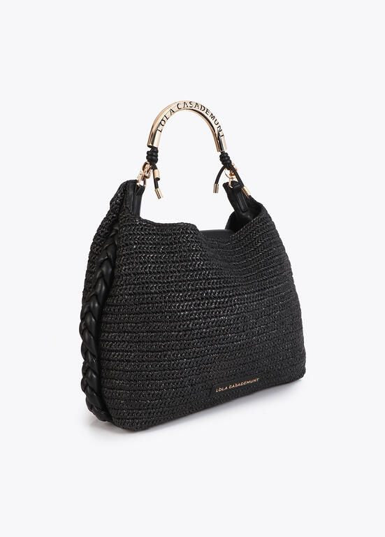 Lola Casademunt Shopper mit Rattan-Effekt und Logo-Griff
