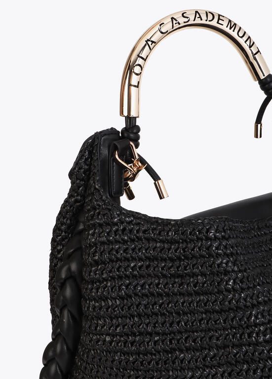Lola Casademunt Shopper mit Rattan-Effekt und Logo-Griff