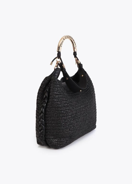 Lola Casademunt Shopper mit Rattan-Effekt und Logo-Griff