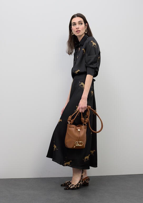 Lola Casademunt Satin-Rock mit Leopard-Print