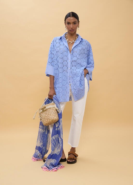 Lola Casademunt Oversized Kleid mit Schweizer Stickerei