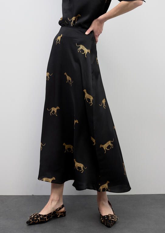 Lola Casademunt Satin-Rock mit Leopard-Print