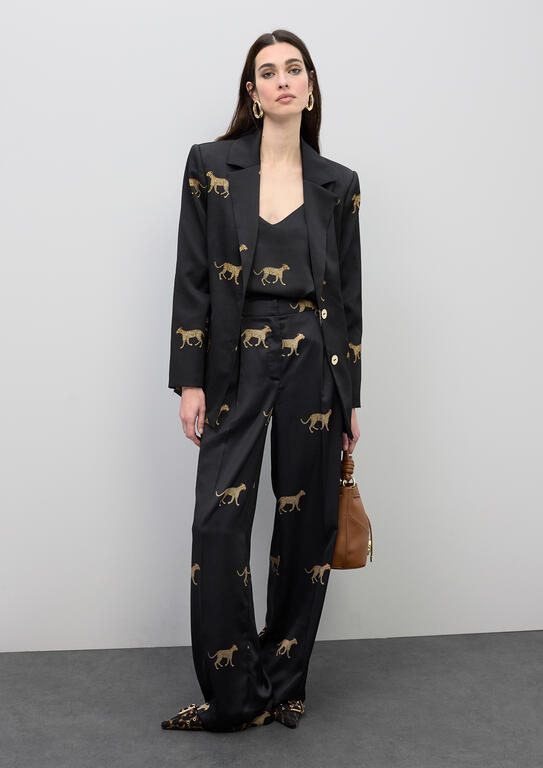 Lola Casademunt Satin-Blazer mit Leopard-Print
