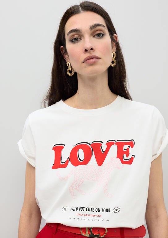 Lola Casademunt LOVE T-Shirt mit Leopard-Print