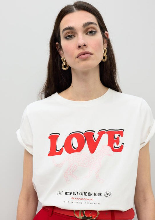 Lola Casademunt LOVE T-Shirt mit Leopard-Print